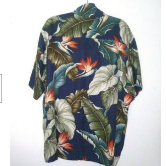 Mens Hawaiian Shirt BIRD OF PARADISE Silk blend XL Caribbean Camp shirt multicol - Picture 4 of 7